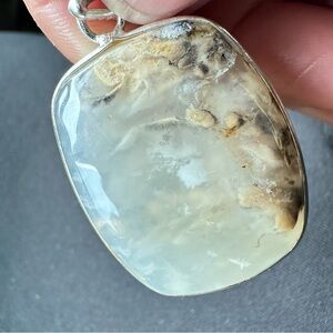 Hand Crafted Artisan AGATE - MONTANA MOSS Pendant Silver Bezel Earthy Organic